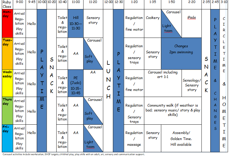 Autumn Term 1 Timetable
